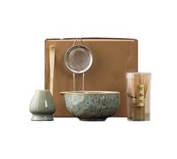 Générique Ensemble de bols à matcha glacé Tenmoku, avec Chasen 100 dents et support(Blue 5PCS)