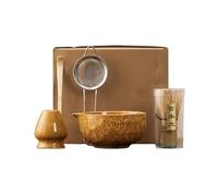 Générique Ensemble de bols à matcha glacé Tenmoku, avec Chasen 100 dents et support(Yellow 5PCS)