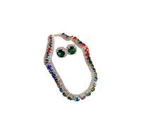 Générique Ensemble de boucles d ' oreilles carrées modernes et collier assorti, base en cuivre, bijoux anti-allergiques, pour occasions de soirée, ensemble de bijoux essentiels en cuivre pour femmes