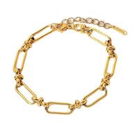 Générique Ensemble de bracelets à maillons avec boucles croisées plaquées or 18 carats, matériaux en acier inoxydable pour femmes avec serrure en forme de U, en acier inoxydable
