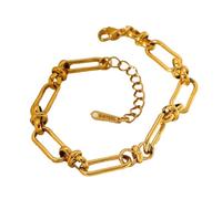 Générique Ensemble de bracelets à maillons avec boucles croisées plaquées or 18 carats, matériaux en acier inoxydable pour femmes avec serrure en forme de U, en acier inoxydable