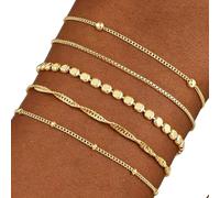 Générique Ensemble de bracelets en acier inoxydable, chaînes | Acier inoxydable avec finition galvanisée dorée, chaînes d ' extension réglables, bijoux empilables poignet
