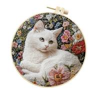 Générique Ensemble de broderie créatif avec des motifs de chats, comprend toutes les fournitures, idées cadeaux, broderie de chats