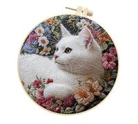 Générique Ensemble de broderie créatif avec des motifs de chats, comprend toutes les fournitures, idées cadeaux, broderie de chats