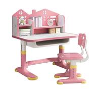Générique Ensemble de Bureau Enfant, Bureau Enfants Garcon de Réglable en Hauteur, Bureaus Enfant Fille avec Panneau Arrière de Château, Bureaus Élargi, Étagère et Tiroir de Rangement (Blanc)