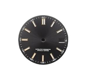 Générique Ensemble de Cadrans minimalistes NH35, 28.5mm, BGW9, Cadran Lumineux Bleu, Accessoires Montre modifiés for Mouvement NH35/NH36(Gold-Black)