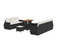 Générique Ensemble de Canapé de Jardin 10 Pièces avec Coussins Rattan Poly Noir Acacia,Canapés de Jardin,77.8KG-3361840