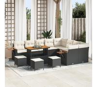 Générique Ensemble de canapé de Jardin 13 pièces avec Coussins Noir Poly Rotin Acacia,Canapés de Jardin,99.2KG-3363220