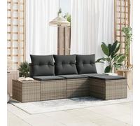 Générique Ensemble de Canapé de Jardin 4 pièces avec Coussins Gris Poly Rotin,Canapés de Jardin,32.9KG-3347009