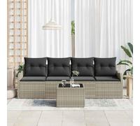 Générique Ensemble de Canapé de Jardin 5 Pièces avec Coussins Gris Clair en Rattan Poly,Canapés de Jardin,43.4KG-3354241