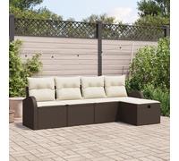 Générique Ensemble de canapé de Jardin 5 pièces avec Coussins Marron Poly Rotin,Canapés de Jardin,41KG-3360389