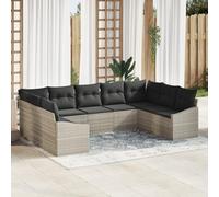 Générique Ensemble de canapé de Jardin 9 pièces avec Coussins en Rattan Poly Gris Clair,Canapés de Jardin,71.9KG-3346882