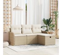 Générique Ensemble de canapé de Jardin de 4 pièces avec Coussins Beige en rotin Poly,Canapés de Jardin,31.4KG-3358950