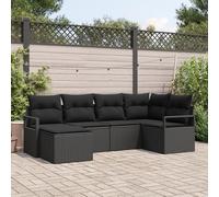 Générique Ensemble de canapé de Jardin de 6 pièces avec Coussins en Poly Rattan Noir,Canapés de Jardin,47.2KG-3346453