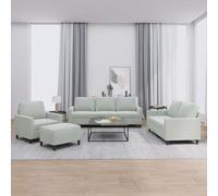 Générique Ensemble de canapé modulaire 4 pièces Gris Clair Velours avec Pouf, Coussins Confortables et Structure Robuste en contreplaqué et métal, idéal pour Salon