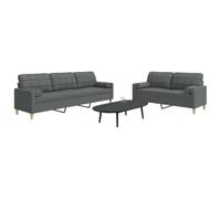 Générique Ensemble de canapés 2 pièces avec Coussins décoratifs Gris foncé, canapé en Tissu Polyester Doux, Cadre métal Robuste et Stable, oreillers cylindriques Confortables, Charge Max