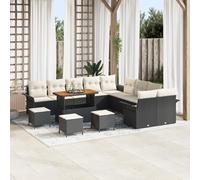 Générique Ensemble de canapés de Jardin 14 pièces avec Coussins Noir Poly rotin Acacia,Canapés de Jardin,105.8KG-3364150