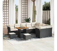 Générique Ensemble de canapés de Jardin de 12 pièces avec Coussins Noir Poly Rattan Acacia,Canapés de Jardin,94.4KG-3361520
