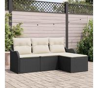 Générique Ensemble de Canapés de Jardin en 4 Pièces avec Coussins en Rotin Noir,Canapés de Jardin,32.6KG-3354316
