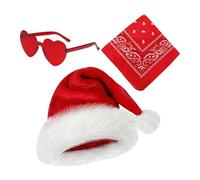 Générique Ensemble de chapeaux de cowboy de Noël, chapeau de cowboy de Noël | Chapeau de cosplay chapeau occidental - 3X de cow-girl, lunettes Bandana Vintage en forme de cœur, de fête de