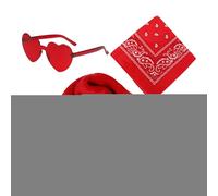 Générique Ensemble de chapeaux de cowboy de Noël, chapeau de cowboy de Noël | Chapeaux de fête Chapeaux de | 3X chapeau de cow-girl, lunettes Bandana Vintage en forme de cœur, de fête de noël rég