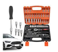 Générique Ensemble De Clés À Cliquet Et Douilles,Avec Boîtier De Rangement 53 Pièces Clé En Acier Au Carbone,Clé À Cliquet Pour L'Entretien Domestique | Pour Plomberie Réparation Mécanique De