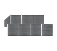 Générique Ensemble de clôture WPC 7 Carré + 1 Incliné 1311x186 cm Gris Quincaillerie Clôtures & barrières Panneaux de clôture (Poids 195.45KG)