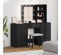 Générique Ensemble de Coiffeuse 3 pièces avec LED en Bois aggloméré Noir,Coiffeuses,62.65KG-3334219