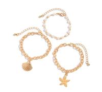 Générique Ensemble de collier et avec pendentif en coquille de conque, avec chaîne réglable, bijoux de plage bohème pour tenue de tendance, collier superposé