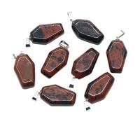 Générique Ensemble de colliers avec pendentif cercueil en cristal naturel fait à la main, 2 pièces, bijoux en pierres précieuses uniques for objets de collection d'halloween(Mahagony)