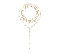 Générique Ensemble de colliers empilables coquillages étoiles de mer, perles dorées, chaîne de clavicule, bijoux pour femmes, journée chaude, plage, mode, collier de perles empilables