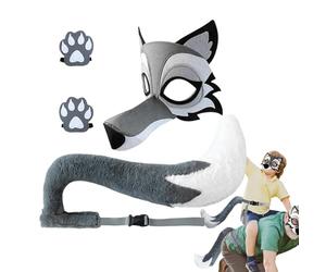 Générique Ensemble De Costume De Loup Complet,Accessoire Cosplay Animal | Déguisement Intégral Masque Gants Queue Loup | Pour Adultes Et, Soirée D'Halloween, Jeux De Rôle, Théâtre, Scène Et
