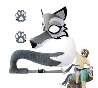 Générique Ensemble De Costume De Loup Complet - Accessoire De Costume De Cosplay - Déguisement Intégral Masque Gants Queue Loup - Pour Adultes Et, Soirée D'Halloween, Jeux De Rôle, Théâtre, Scène Et