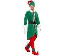 Générique Ensemble de Costume d'Elfe pour Hommes Adulte Version Deluxe Incluant Manteau Pantalon Chapeau et Ceinture Tenue de Fête Cosplay pour Célébrations de Noël Taille S-3XL