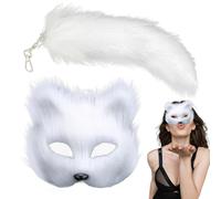 Générique Ensemble de costumes de cosplay d'animaux, mascarade de cosplay de queue d'animal | Ensemble de queue d’animal,Couvre-visage d'animal à moitié poilu pour une fête de rassemblement