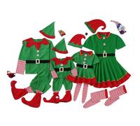 Générique Ensemble de Costumes de Famille Noël pour Filles Tenue Famille Jupe pour Enfants Chapeaux Chaussettes Costume Père Noël Déguisement d'ElfeS Parent Enfant Filles et Garçons (Mom, M)