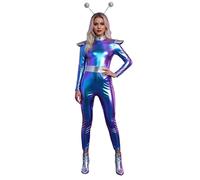 Générique Ensemble de Costumes d'espace pour Femmes - Costume d'extraterrestre métallique Brillant Robe de soirée Tenue de Fille de l'espace comme Tenue de Club pour discothèque