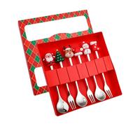 Générique Ensemble de Couverts En Acier Inoxydable Comprenant Cuillères à Dessert et Fourchettes, Cuillères à Café et Fourchettes, Coffret Cadeau Multifonctionn, Rouge 6d