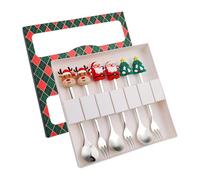 Générique Ensemble de Couverts En Acier Inoxydable Comprenant Cuillères à Dessert et Fourchettes, Cuillères à Café et Fourchettes, Coffret Cadeau Multifonctionn, Vert 6b