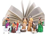 Générique Ensemble De Crèche De Noël,11 Pièces Figurines De La Sainte Famille pour Décoration - Statuettes Religieuses,pour Fêtes De Noël Maison Église Bureau Manteau Cheminée Étagère