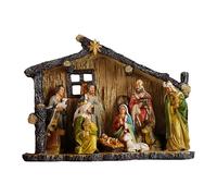 Générique Ensemble De Crèche pour | Décorations de Statues de Noël de 38 cm,Ornements De Table en Résine De La Sainte Famille avec Crèche,pour Familles Chrétiennes Maison Église Saison des