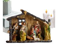 Générique Ensemble De Crèche pour - Décorations de Statues de Noël de 38 cm,Ornements De Table en Résine De La Sainte Famille avec Crèche - pour Cheminée Familles Église Catholique Table Fête