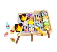 Générique Ensemble de de Grill pour, interactif en Bois, Accessoires | Ensemble de de grill pour - Jouet interactif en bois pour faire semblant de cuisiner | Conception réaliste avec