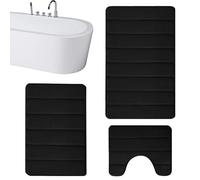 Générique Ensemble de de Salle de Bain carrés - Collection de de Sol antidérapants 3X pour salles de Bains Modernes, Mousse à mémoire de Forme Douce avec Texture à séchage Rapide, de Toilette