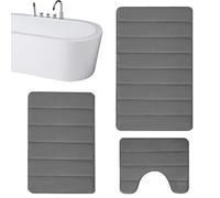 Générique Ensemble de de Salle de Bain carrés - Collection de de Sol antidérapants 3X pour salles de Bains Modernes, Mousse à mémoire de Forme Douce avec Texture à séchage Rapide, de Toilette