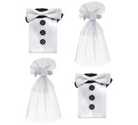 Générique Ensemble de Décoration de Bouteille de Vin pour Accessoires de Vin Élégants pour Mariage, 4 Pièces en Tissu Chic, Compact et