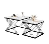Générique Ensemble de Deux Tables Basses carrées, marbre Lisse, Pieds réglables, 60x60x45 cm et 45x45x40 cm