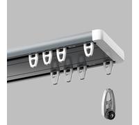 Générique Ensemble De Double Rail Rideaux Plafond, Séparateur De Pièce avec roulettes Silencieuses, Rails Doubles Robustes pour Salon, Chambre, Dressing(Gray A,220cm(2 * 110cm))