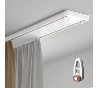 Générique Ensemble De Double Rail Rideaux Plafond, Séparateur De Pièce avec roulettes Silencieuses, Rails Doubles Robustes pour Salon, Chambre, Dressing(White B,220cm(2 * 110cm))