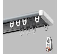 Générique Ensemble De Double Rail Rideaux Plafond, Séparateur De Pièce avec roulettes Silencieuses, Rails Doubles Robustes pour Salon, Chambre, Dressing(Gray B,130cm/4.26ft)